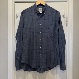 Vintage Billy Reid Button Up Shirt Men’s Med Plaid Check Italy Classic FLAW